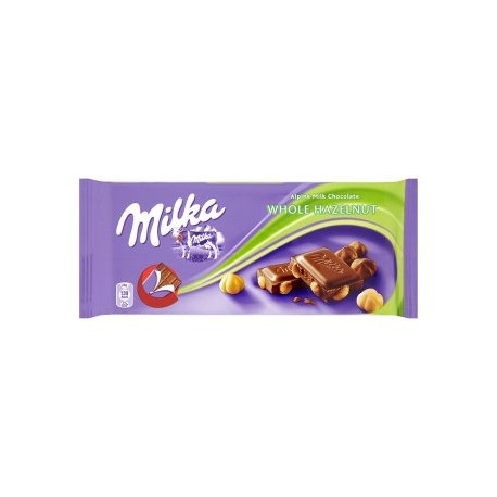 Milka Mléčná čokoláda z alpského mléka s celými jádry lískových ořechů 100g
