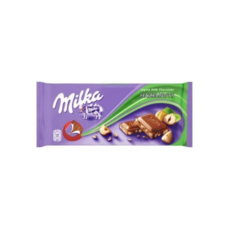 Milka Mléčná čokoláda z alpského mléka s drcenými jádry lískových ořechů 100g