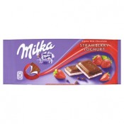 Milka Mléčná čokoláda z alpského mléka s náplní s jahodovo-jogurtovou příchutí 100g