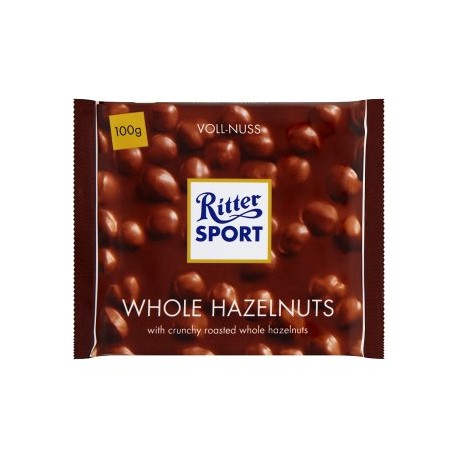 Ritter Sport Mléčná čokoláda s celými praženými jádry lískových ořechů 100g