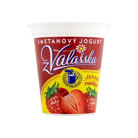 Mlékárna Valašské Meziříčí Smetanový jogurt z Valašska jahodový s vanilkovou příchutí 150g