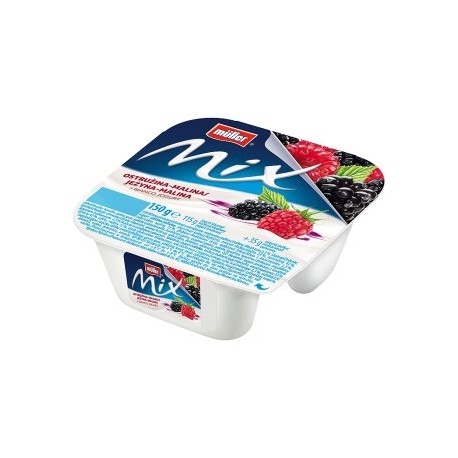 Müller Mix Jogurt s ostružinami a malinami 150g