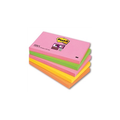 Poznámkové samolepicí bločky Post-it Super Sticky - 5 barev, 12,7 x 7,6 cm