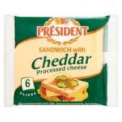 Président Cheddar tavený sýr plátkový 120g
