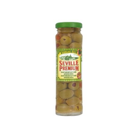Seville Premium Zelené španělské olivy plněné paprikovou pastou 142g
