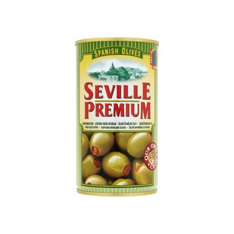 Seville Premium Zelené španělské olivy plněné paprikovou pastou 350g