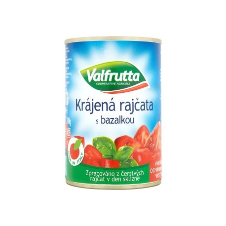Valfrutta Krájená rajčata s bazalkou 400g
