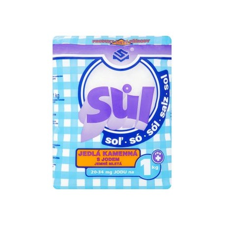 Solné Mlýny Sůl jedlá kamenná s jodem jemně mletá 1kg