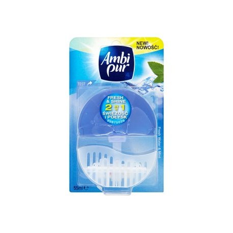 Ambi Pur Fresh & Shine 2v1 fresh water & mint tekutý toaletní blok 55ml