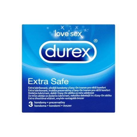Durex Extra safe silnější a extra lubrikované kondomy 3 ks 
