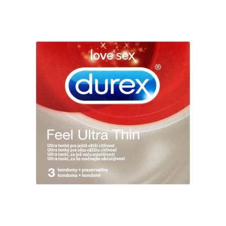 Durex Feel ultra thin ultra tenké kondomy pro ještě větší citlivost 3 ks