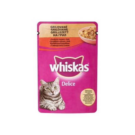 Whiskas Delice Grilované s hovězím masem v želé 85g