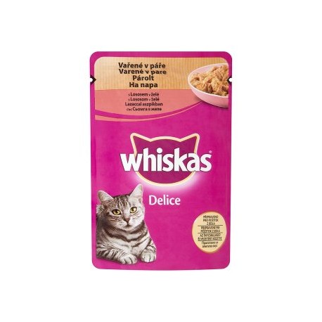 Whiskas Delice Vařené v páře s lososem v želé 85g