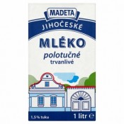 Trvanlivé mléko - polotučné 1,5% (Madeta, Kunín, Tatra)